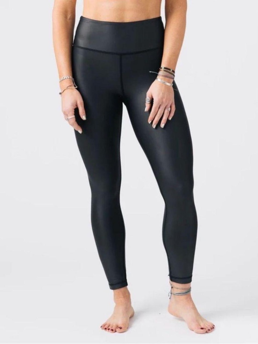 ZYIA Active Black Metallic Light n Tight Leggings Size 2
